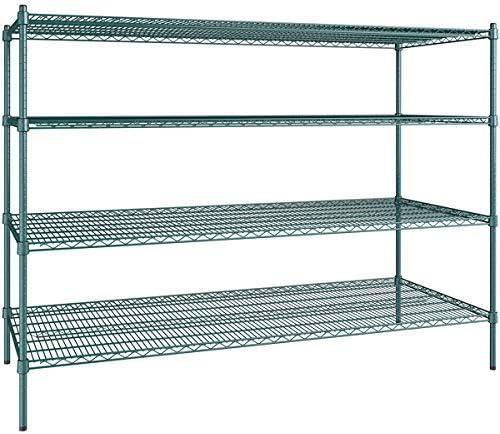 30" x 72" NSF Green Epoxy 4-Shelf Kit with 54" Posts, Heavy Duty Storage Shelving, Wire Shelving Kit, NSF Commercial Storage Rack Unit