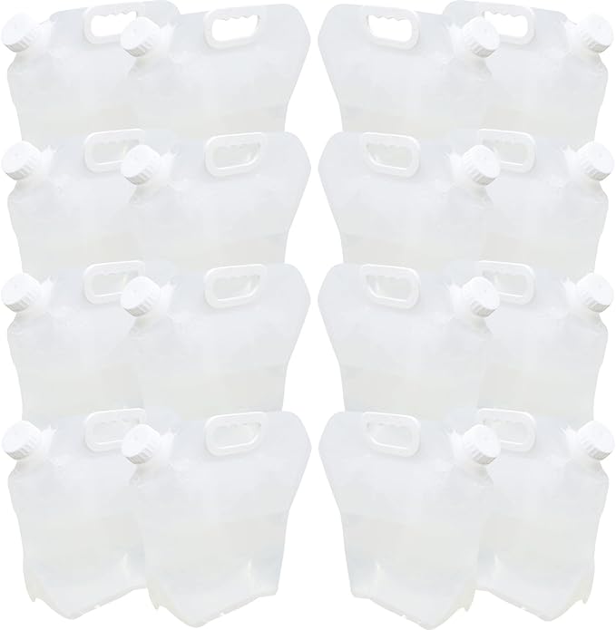 16PCS 1.3Gallon Each Water Storage Containers, Foldable Water Bag, BPA-Free, Water Containers, for Camping, Hiking, Emergency Water Storage,Collapsible Emergency Water Jug Container Bag