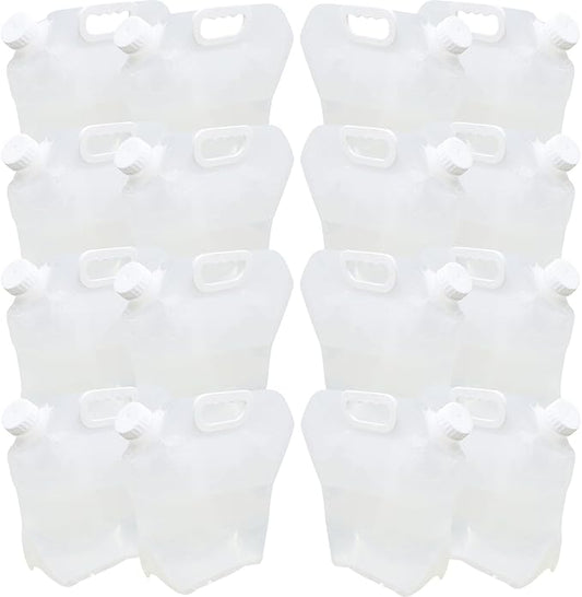 16PCS 1.3Gallon Each Water Storage Containers, Foldable Water Bag, BPA-Free, Water Containers, for Camping, Hiking, Emergency Water Storage,Collapsible Emergency Water Jug Container Bag