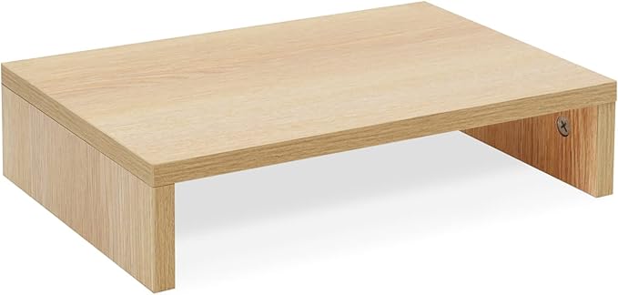 TEAMIX 14.2 inch Monitor Stand Riser, Wood Monitor Riser with Storage for Desk Small Monitor Stand TV/Screen/PC/Laptop Riser Computer Stand Desktop Shelf (Maple-14.2 inch)-NeatNest
