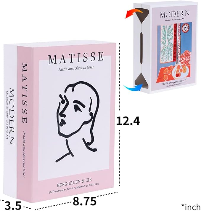 Book Shape Decorative Cable Management Box - Expandable Cable Organizer Box with Magnetic Closure for Home & Office (Modern Matisse, Large)