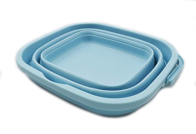 SAMMART 11L (2.9 Gallon) Collapsible Rectangular Handy Basket/Bucket (1, White/Sea Angel)-NeatNest