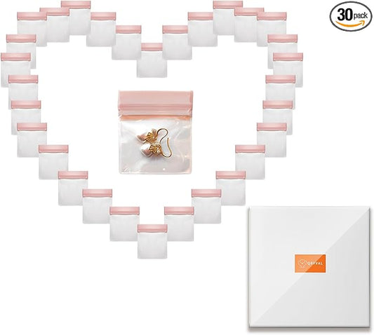 30 PCS Clear Plastic EVA Anti Tarnish Jewelry Storage Bags, Zip Ziplock Jewelry Pouches for Selling & Gift, Little Mini Travel Organizer for Ring Earing Chain Bracelet (S)-NeatNest
