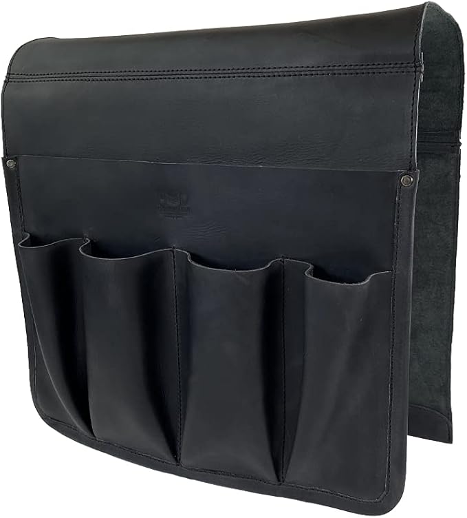 Hide & Drink, Durable Leather Remote Control & Magazine Holder, Couch Organizer, Sofa Armrest Pouch, Couch Potato Essentials, Handmade :: Charcoal Black-NeatNest