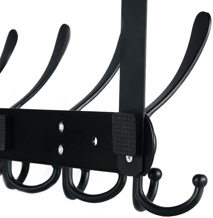 Over The Door Tri Hook Door Hanger, Belt Organizer Rack, 30 Coat Hooks, 2-Tier Holds Over 60 Belts, Heavy Duty Metal Towel Hanger with Triple-Hook Design, Over Door Coat Towel Rack, Back of Bathroom.