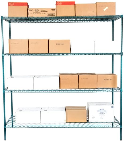 24" x 72" NSF Green Epoxy 4-Shelf Kit with 74" Posts, Heavy Duty Storage Shelving, Wire Shelving Kit, NSF Commercial Storage Rack Unit