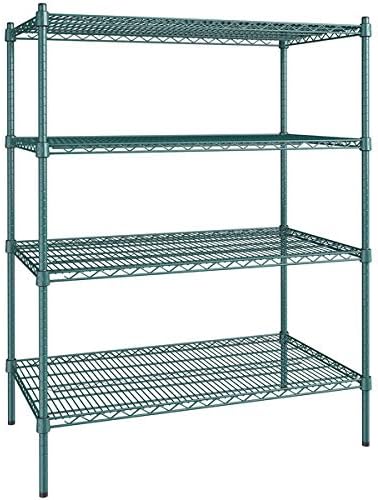 24" x 42" NSF Green Epoxy 4-Shelf Kit with 54" Posts, Heavy Duty Storage Shelving, Wire Shelving Kit, NSF Commercial Storage Rack Unit
