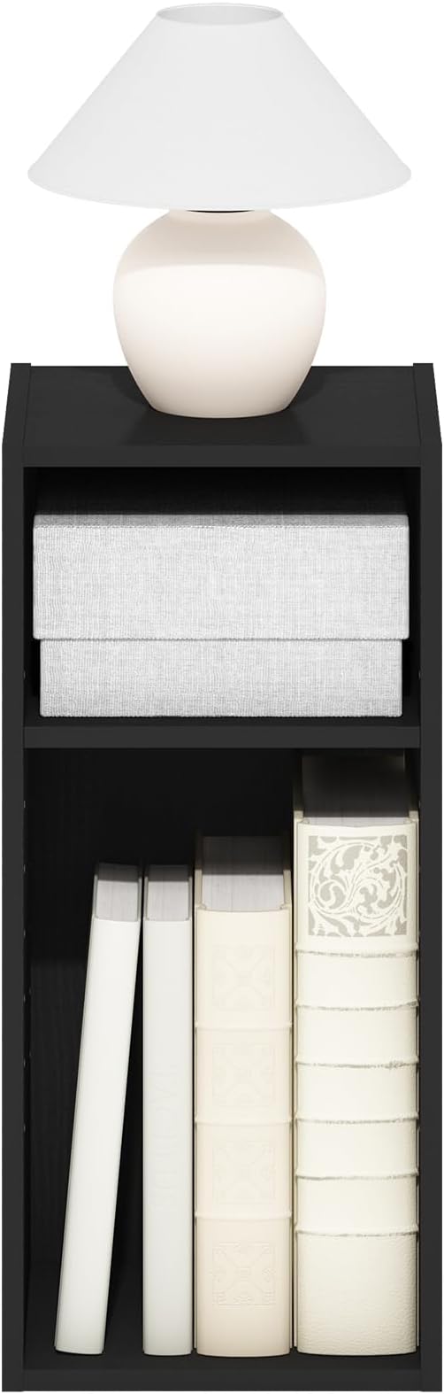 Furinno Fulda 2-Tier Space Saving Storage Shelf Bookcase, 10-Inch Width, Blackwood-NeatNest