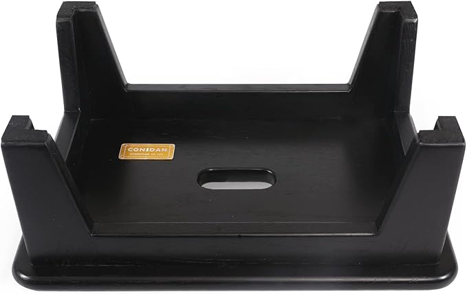 CONSDAN Step Stool for Bed - USA Grown Oak, Wooden Stool for Adults and Seniors, 6.5" High, Non-Slip Mat, No Assembly Needed, Solid Wood, Black Color-NeatNest