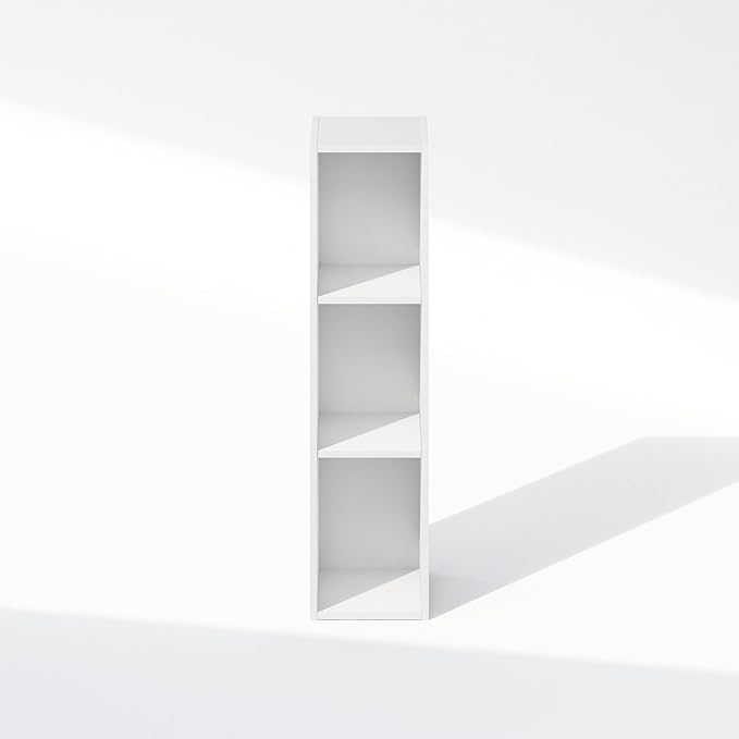 Furinno Reed 3-Tier Multipurpose Clothing & Closet Storage Organizer Shelf, 8-Inch Width, White-NeatNest
