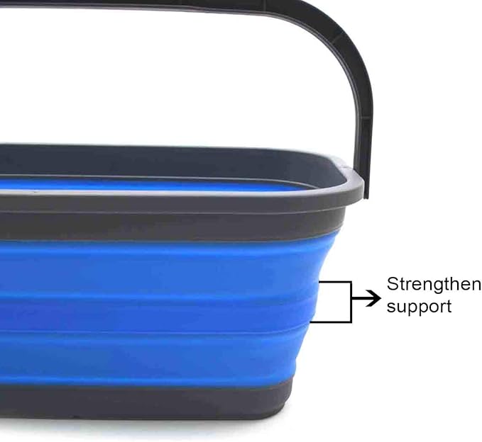 SAMMART Set of 2-11.6L (3.06 Gallon) Collapsible Rectangular Handy Basket/Bucket (Blue, 2)