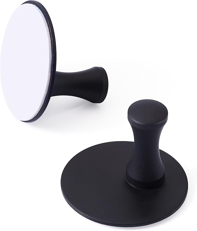 2 Packs Matte Black Adhesive Towel Hooks, Heavy Duty Wall Hooks 304 Stainless Steel Waterproof Sticky Towel Holder Shower Hook for Bathroom Kitchen Hanging Hat Robe Coat Bags