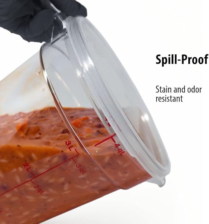 Cambro Food Storage Container with Lid (2 Pack) - Round Series - 4 QT (Quart) - Commercial Grade for Food Prep (Clear)-NeatNest