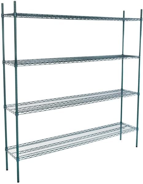 14" x 72" NSF Green Epoxy 4-Shelf Kit with 74" Posts, Heavy Duty Storage Shelving, Wire Shelving Kit, NSF Commercial Storage Rack Unit