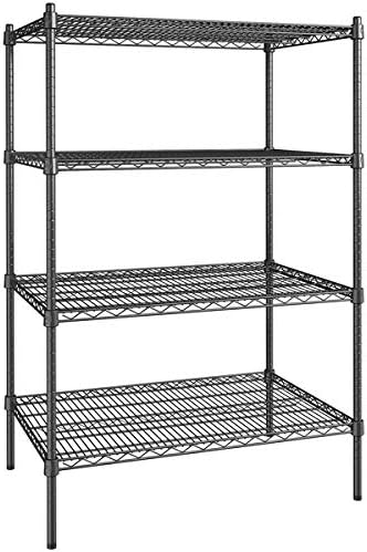 24" x 36" NSF Black Epoxy 4-Shelf Kit with 54" Posts, Heavy Duty Storage Shelving, Wire Shelving Kit, NSF Commercial Storage Rack Unit