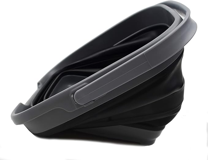 SAMMART 10L (2.6 Gallon) Collapsible Rectangular Handy Bucket (Grey/Black, 1)-NeatNest