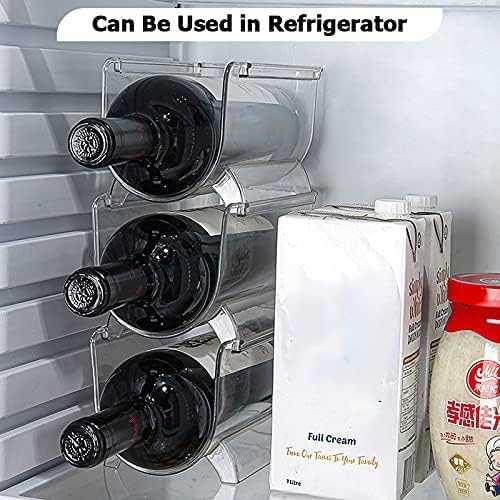 6 Pack Plastic Wine Bottle Holder for Refrigerator, Acrylic Wine Rack Refrigerator, Clear Wine Bottle Organizer Holder for Kitchen, Refrigerator, Countertop Organization