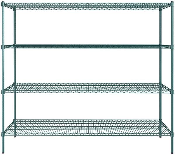21" x 72" NSF Green Epoxy 4-Shelf Kit with 64" Posts, Heavy Duty Storage Shelving, Wire Shelving Kit, NSF Commercial Storage Rack Unit