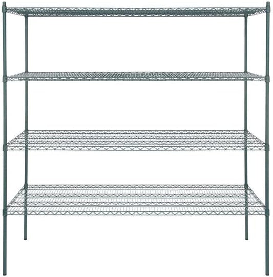 30" x 72" NSF Green Epoxy 4-Shelf Kit with 74" Posts, Heavy Duty Storage Shelving, Wire Shelving Kit, NSF Commercial Storage Rack Unit