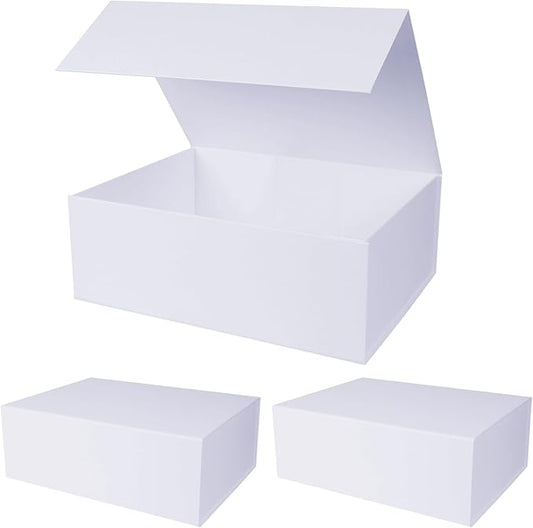 Aimyoo White Collapsible Gift Box with Magnetic Closure Lids 13.8x9x4.3 in, Bridesmaid Groomsmen Proposal Box, Large Rectangle Box for Present Graduation Storage 3 Pack-NeatNest
