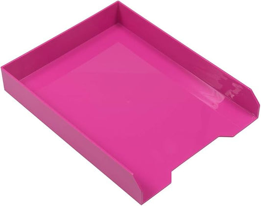JAM PAPER Stackable Paper Trays - Pink - Desktop Document, Letter, & File Organizer Tray - Sold Individually-NeatNest