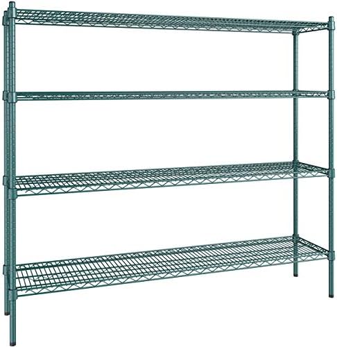 14" x 60" NSF Green Epoxy 4-Shelf Kit with 54" Posts, Heavy Duty Storage Shelving, Wire Shelving Kit, NSF Commercial Storage Rack Unit