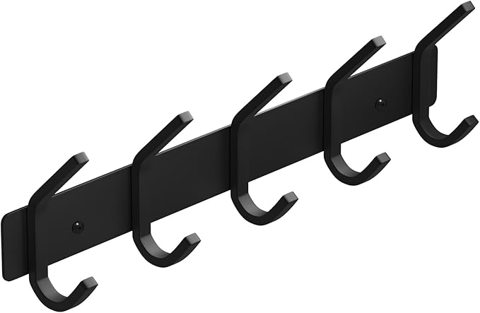 VAEHOLD Wall Hooks, Heavy Duty Aluminum Towel Hooks for Hanging Coat, Hat, Key, Clothes, Closet Hook Wall Mount for Kitchen, Bathroom, Office (“C“ Shape Coat 5 Hooks 1 Pack)-NeatNest