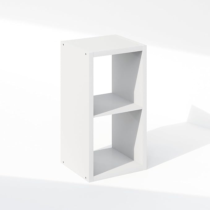 Furinno Cubic Open Back Multipurpose Clothing & Closet Storage Organizer Shelf, 2-Cube, White