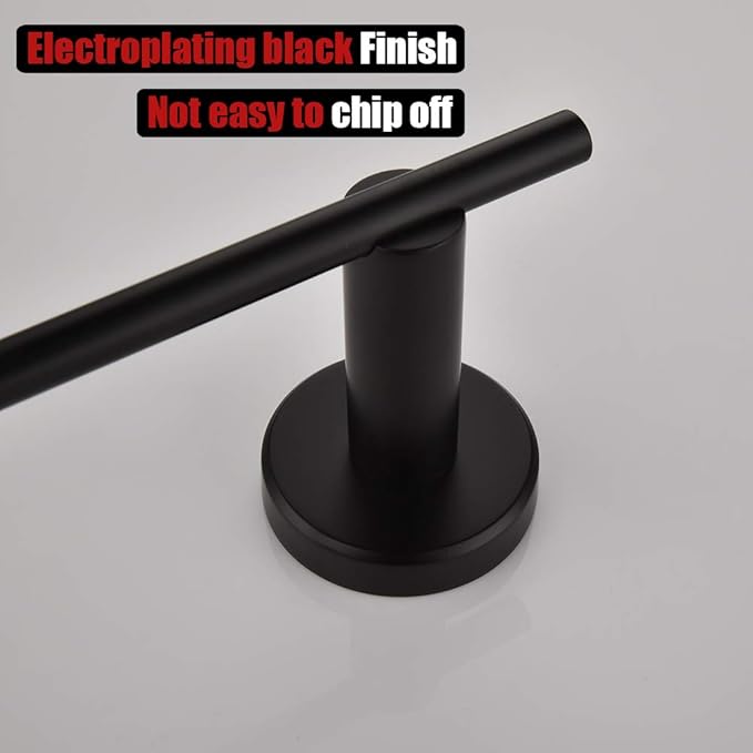 JQK Black Hand Towel Holder, Stainless Steel Towel Bar for Bathroom, 9 Inch Necklace Holder Matte Black Wall Mount, TR100-PB