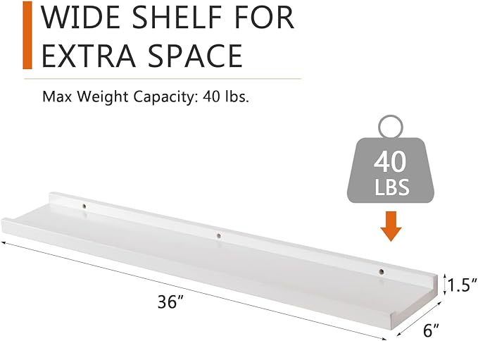 Floating Shelf White Oak Wood Wall Shelves 36 Inch (Upgrade Width 6"), Display Picture Ledge Shelf for Bedroom Living Room Bathroom Office Kitchen Wall Storage Shelves-NeatNest