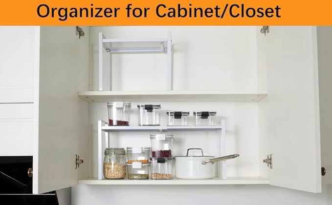 2-Pack Expandable Shelf Organizer for Kitchen Countertop, kitchen organizers and storage，under sink expandable shelf organizer-NeatNest