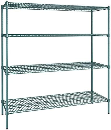 21" x 60" NSF Green Epoxy 4-Shelf Kit with 64" Posts, Heavy Duty Storage Shelving, Wire Shelving Kit, NSF Commercial Storage Rack Unit