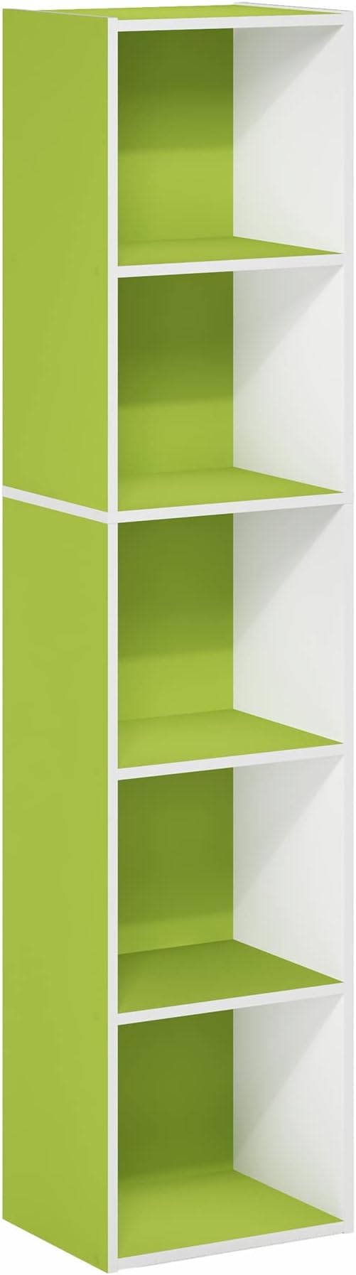 Furinno Luder Bookcase / Book / Storage, 5-Tier Cube, Green/White-NeatNest