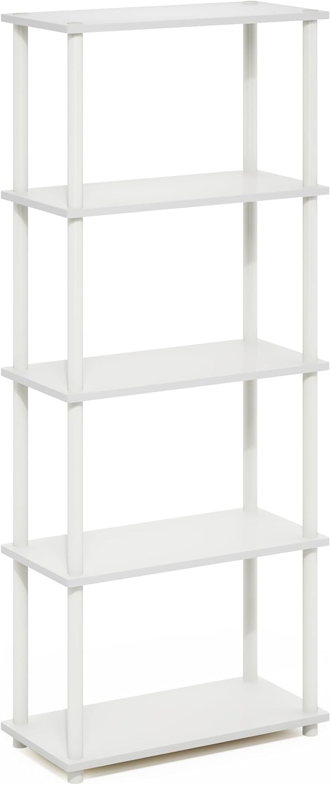Furinno Turn-N-Tube 5-Tier Multipurpose Shelf Display Rack, White/White-NeatNest