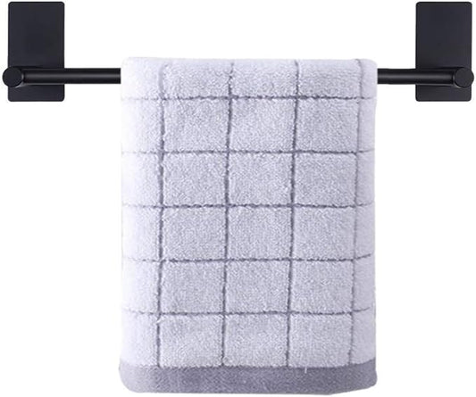 NearMoon Self Adhesive Bathroom Towel Bar- Stainless Steel Bath Wall Shelf Rack Hanging Towel Stick On Sticky Hanger Contemporary Style, NO Drilling (2 Pack, Matte Black, 12-Inch Towel Rack)