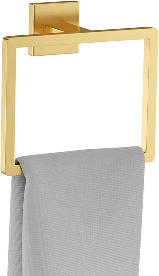 Brushed Gold Towel Ring,Square Hand Towel Holder,Towel Hanger, Bathroom Hardware Accessories,SUS 304 Stainless Steel Wall-Mounted-NeatNest