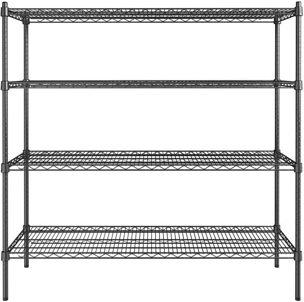 18" x 54" NSF Black Epoxy 4-Shelf Kit with 54" Posts, Heavy Duty Storage Shelving, Wire Shelving Kit, NSF Commercial Storage Rack Unit