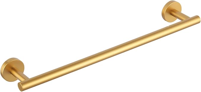 GERZWY 18-Inch Bathroom Towel Bar Gold Stainless Steel Modern Round Style Bath Towel Rack Wall Mount AG1101C45-BE