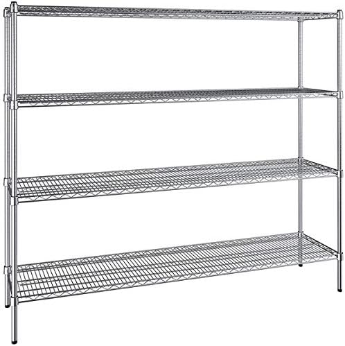 18" x 72" NSF Chrome 4-Shelf Kit with 72" Posts, Commercial Storage Rack Unit, Heavy Duty Storage Shelving, Wire Shelving Kit, Adjustable Rack Strong Steel, Multipurpose Wire Shelf