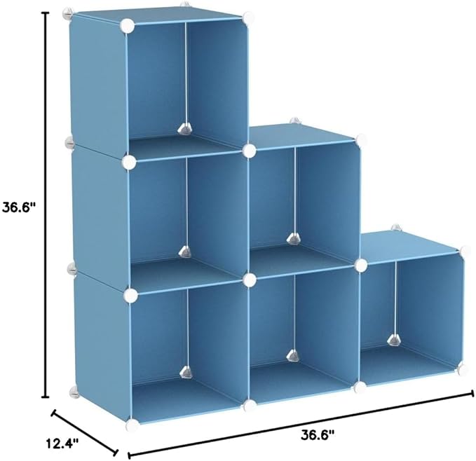 C&AHOME Cube Storage Organizer, 6-Cube Shelves Units, Closet Cabinet, DIY Plastic Modular Book Shelf, Ideal for Bedroom, Living Room, Office, 36.6" L x 12.4" W x 36.6" H Blue UPCS06L-NeatNest