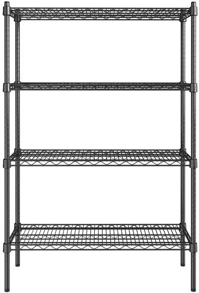 14" x 36" NSF Black Epoxy 4-Shelf Kit with 54" Posts, Heavy Duty Storage Shelving, Wire Shelving Kit, NSF Commercial Storage Rack Unit