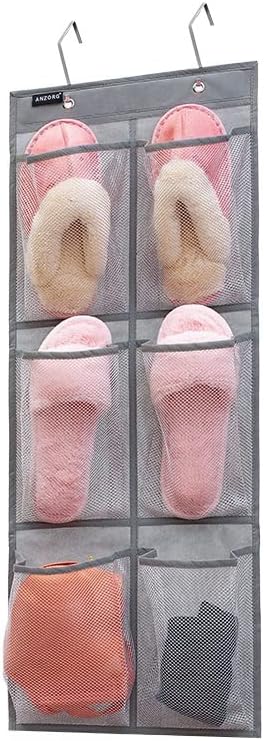 Over The Door Hanging Closet Shoes Holder Organizer Shoe Storage Shoe Rack with 6 Mesh Pockets (6 Pockets)-NeatNest