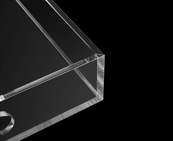 Clear Sturdy Acrylic Serving Tray with Handles-10x15Inch-Serving Coffee,Appetizer,Breakfast,Butler-Kitchen Countertop Tray-Makeup Drawer Organizer-Vanity Table Tray-Ottoman Tray-Decorative Tray-NeatNest