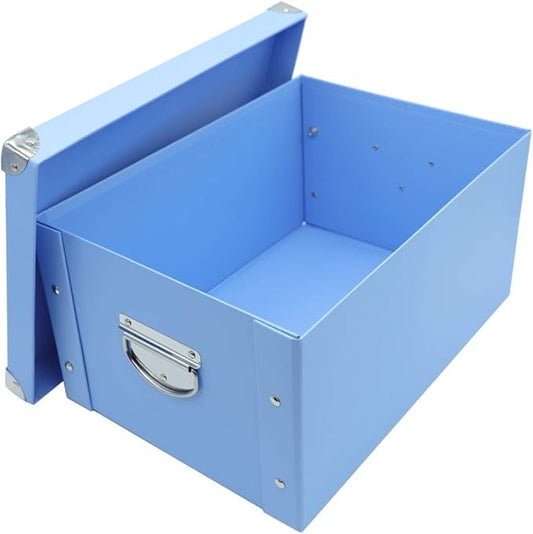 GUOZI Collapsible Storage Box, Decorative Memory Box with Lid & Metal Reinforced Corners, Cardboard File Bin with Handles, Organizer Gift Box for Keepsake Toy Photos Office Nursery Wardrobe Bookshelf-NeatNest