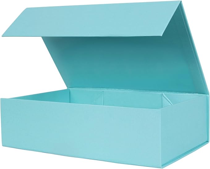 Aimyoo Blue Collapsible Gift Box with Magnetic Closure Lids 10.5x7x3 in, Medium Bridesmaid Groomsman Proposal Boxes, Rectangle Present Box for Graduation Birthday Storage (1 Pack)-NeatNest