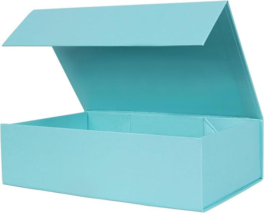 Aimyoo Blue Collapsible Gift Box with Magnetic Closure Lids 10.5x7x3 in, Medium Bridesmaid Groomsman Proposal Boxes, Rectangle Present Box for Graduation Birthday Storage (1 Pack)-NeatNest