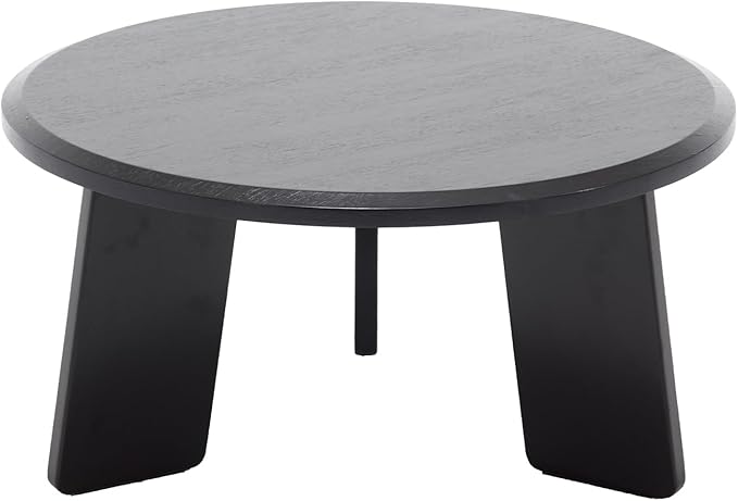 chairus 32 Inches Round Coffee Table Wooden Side Table Cute Circle End Table for Living Room, Home Decor, Balcony, Black-NeatNest