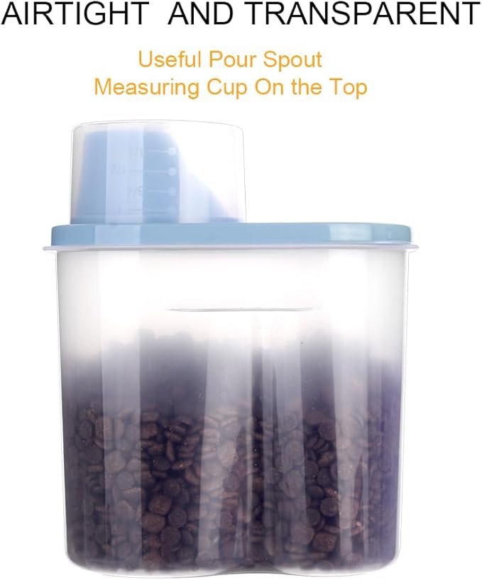 GreenJoy 2 Pack 2lb/2.5L Pet Food Storage Container with Measuring Cup, Can Covers and Bowl for Small Dog, Cat, Waterproof-BPA Free (Pink 1.8L)-NeatNest