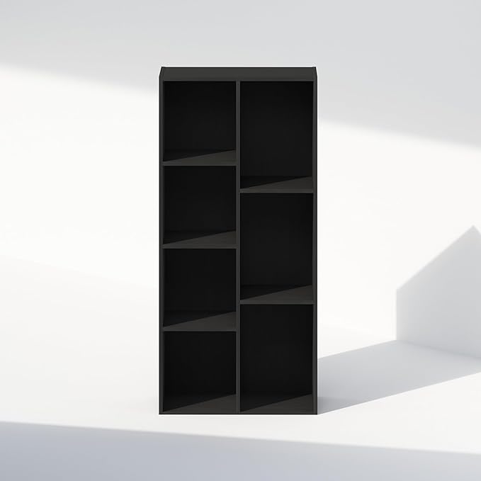 Furinno Reed 7-Cube Open Shelf Multipurpose Closet & Clothing Storage, Storage Organizer, Blackwood-NeatNest