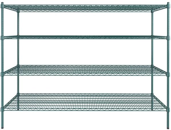 30" x 72" NSF Green Epoxy 4-Shelf Kit with 54" Posts, Heavy Duty Storage Shelving, Wire Shelving Kit, NSF Commercial Storage Rack Unit